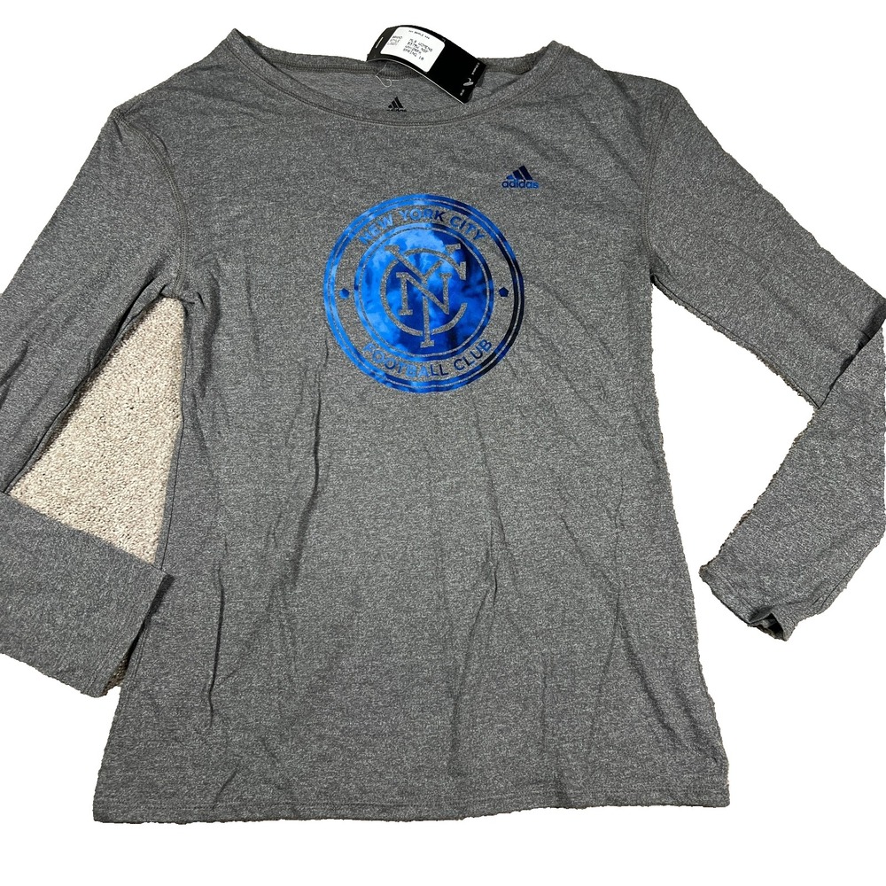 Adidas Womens Small Iridium Gray NYC Football Club Logo MLS Soccer Shirt NWT
